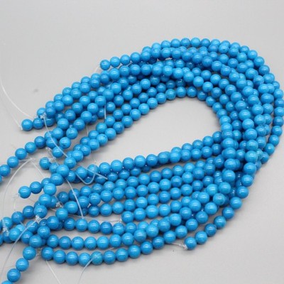 Turquoise Mashan Jade Beads 8mm Round Dyed Gemstone 1 Strand 15 in.