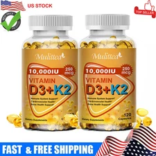 2x120pcs Vitamin K2 (MK-7) 250MCG withD3 10,000 IU Casules Heart&Bone Health