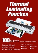 100-Pack 4x6 Inch Thermal Laminating Pouches, 3 Mil, 4.3 x 6.3, Glossy