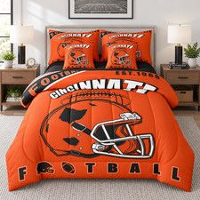 Erosebridal Football Twin Helmet Design Comforter Set Orange Black Sports 7pc
