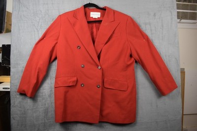 Evan-Picone Women's Red Blazer Size 16W Notch Lapel Double Breasted