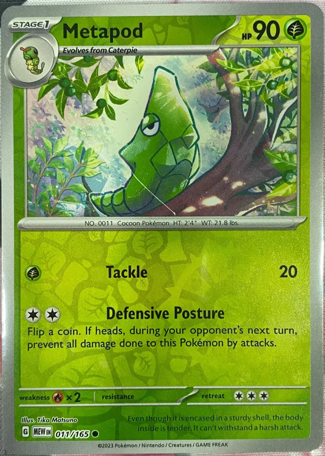 Pokemon Card Metapod Pokemon 151 Reverse Holo Common 011/165 Near Mint