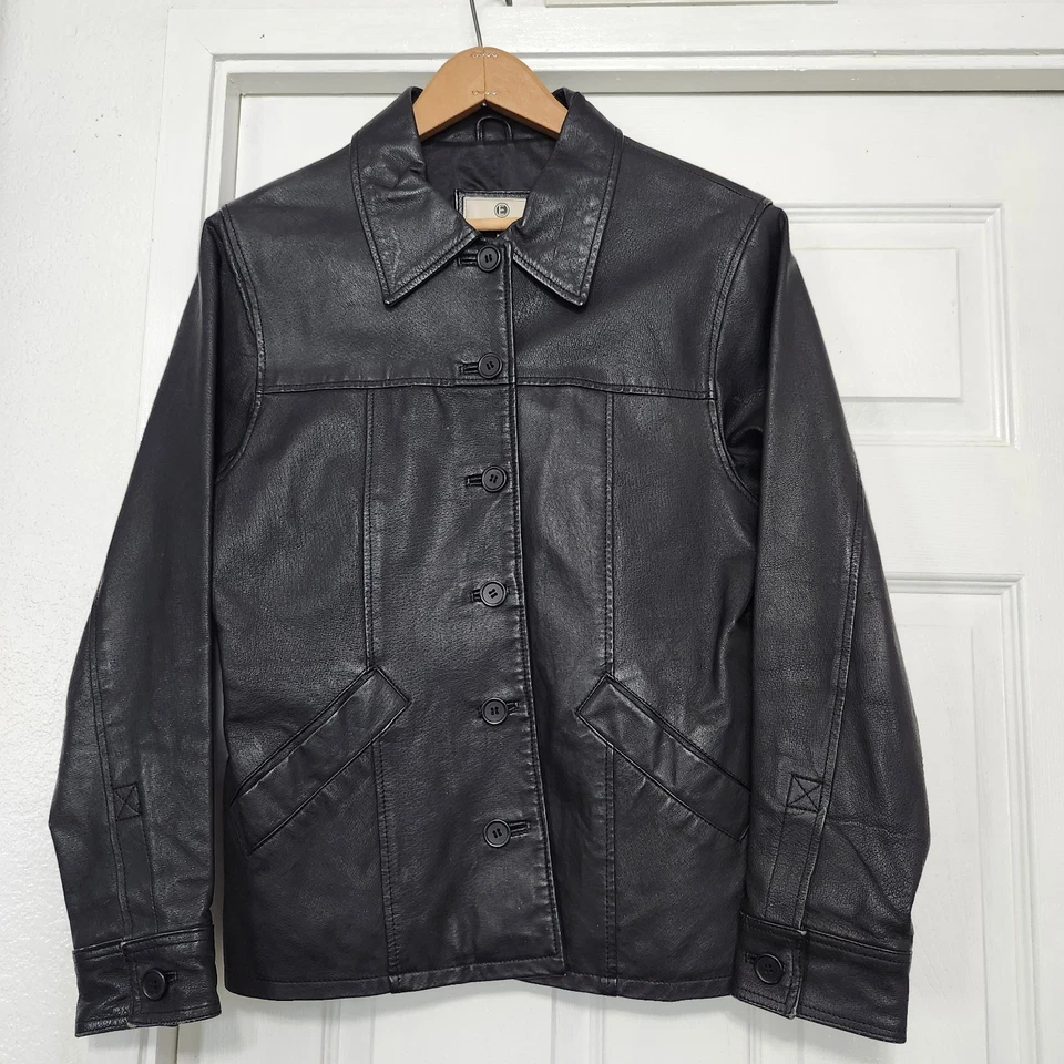 Vintage Y2K The OUTER  EDGE Leather Women’s M Black Jacket Soft Textured Leather - Image 2 of 4