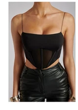 Jada Meshki Mesh Corset Bustier - Black Women Size M