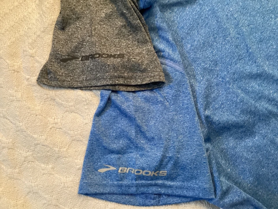 Brooks for Women Run Happy T Shirts, 2, Heather Gray and Light Blue, L - Image 4 of 4