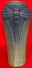 "VAN BRIGGLE" POTTERY, Matte BLUE OMBRE DRAGONFLY VASE, Double A Logo 6 1/2” T