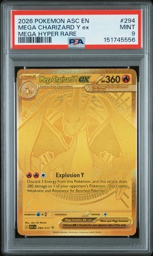 2026 POKEMON ASC EN-ASCENDED HEROES MEGA HYPER RARE MEGA CHARIZARD Y EX PSA 9