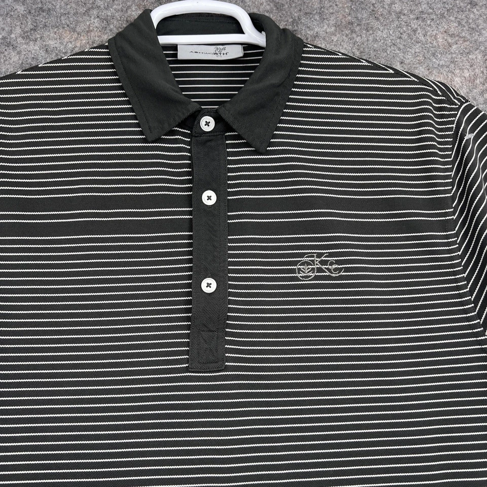 Рубашка Ashworth Polo мужская большая черная белая в полоску для гольфа короткий рукав Performanc - Изображение 2 из 4