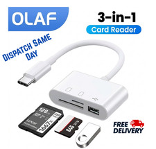 3-in-1 USB C SD Card Reader OTG Adapter TF MicroSD Hub High Speed
