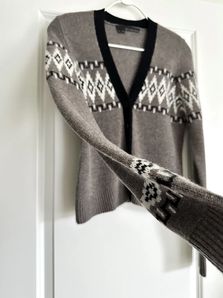 Cárdigan de cachemir con cuello en V Fair Isle de cachemir gris talla múltiple S Foto 4 de 4