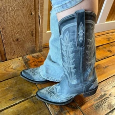 Lane Lexington Snip Toe Boot in Washed Denim LB04880