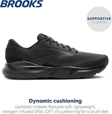 Brooks Men’s Adrenaline GTS 24 Supportive Running Shoe - Men's-Black/Black/Ebony