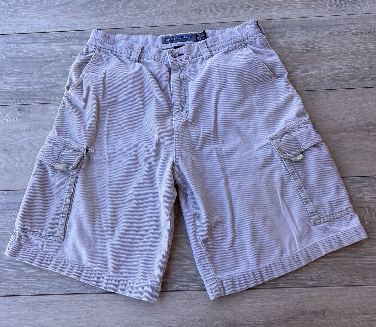 Vintage Quiksilver Shorts Size 34 Beige Tan Corduroy Cargo Vintage Quiksilver Shorts Size 34 Beige Tan Corduroy Cargo