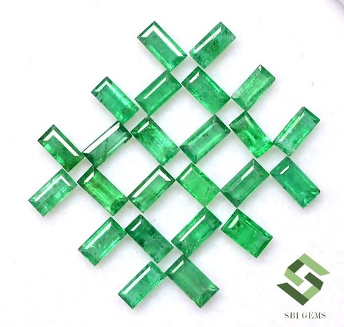 3.50x2 mm To 4.25x2.25 mm Natural Emerald Baguette Cut Lot 24 Pcs Loose Gemstone - Picture 3 of 5