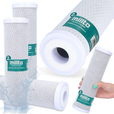 MILLTO 2x Wasserfilter Aktivkohlekartusche 10 Zoll Aktivkohle Blockfilter Carbonblock
