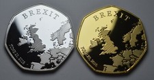 Pair of BREXIT Silver & 24ct Gold Commemoratives. 31st JANUARY 2020. UK Politics