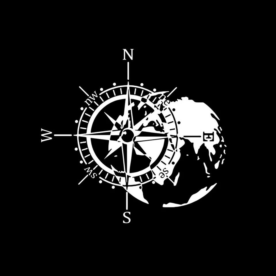Compass Map Graphics Car PVC Sticker Camper RV Hood Vinyl Decal Door Accessories - Image 2 of 4