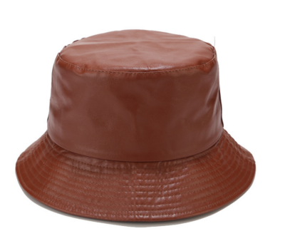 Summer Unisex Faux Leather Bucket Sun Fishing Hat Fashion  display picture 3