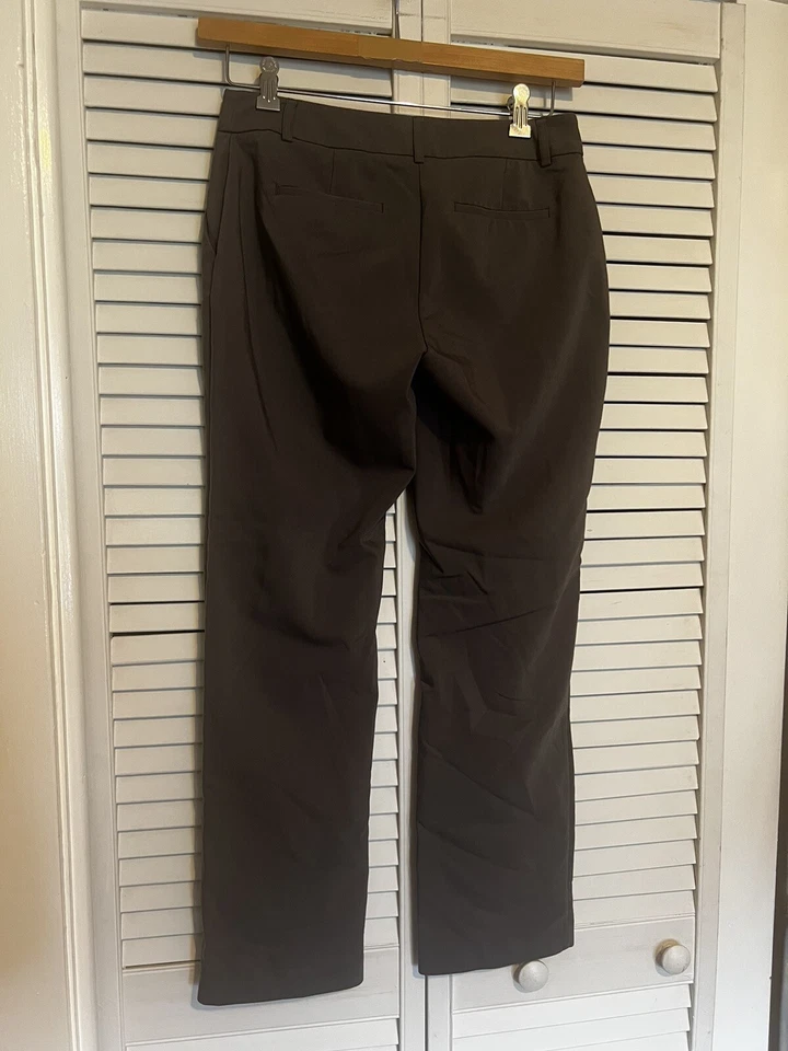 APT. 9 Pantalones de vestir para mujer 4 grises rectos elásticos TORIE tiro medio Foto 4 de 4