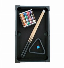 POOL TABLE Game TABLETOP Wood Grain Finish POOL BALLS 2 Cue Sticks Triangle 2018