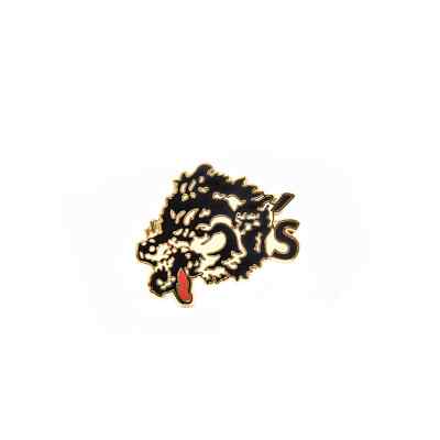 Wolf's Head Club Hat Pin Lapel Black Gold Tie Tack Metal Barber Wolves NEW