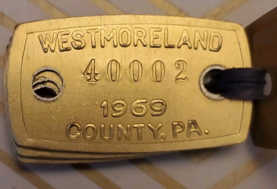 1969 Westmoreland County Pennsylvania Dog License Permit Tag VTG 4