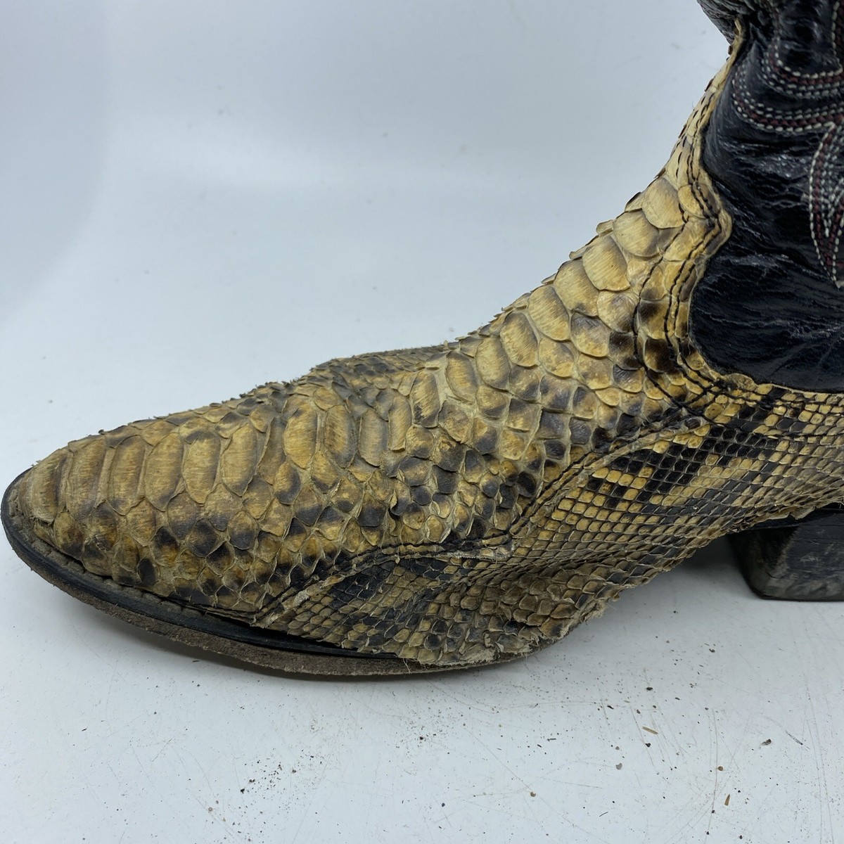 Vintage Dan Post Leather & Snakeskin Cowboy Boots | eBay