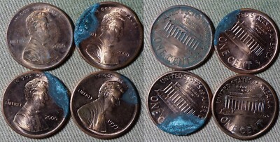 Error:Lot 4 Coins Cent 1999+2000(3)Broadstruck Almost Nickel Size Spots IREC2016