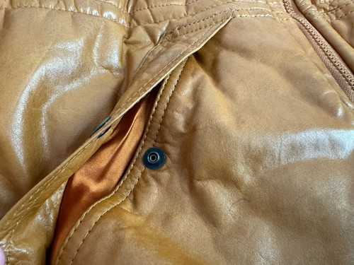 Chaqueta de cuero Silton vintage años 70 marrón para hombre 42 grandes bolsillos con cremallera rara - Imagen 4 de 12