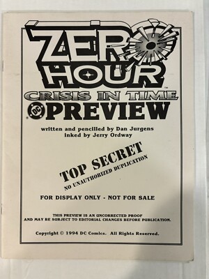 Zero Hour Preview - VF- (minus) - Not for Resale