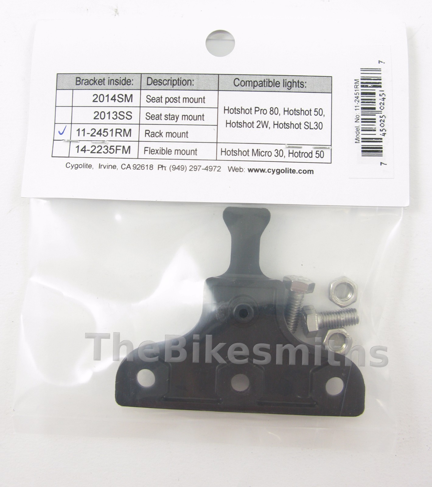 CygoLite Rack Mount Bracket For Hotshot and Hypershot Rear Bike Tail Light
