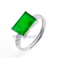 Certified natural A-grade jadeite ice Green saddle 925 silver inlaid ring