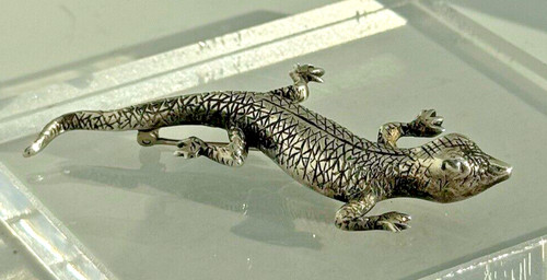 Vintage Gecko Lizard Brooch Sterling Silver Art Gecko Madison Artisan Signed