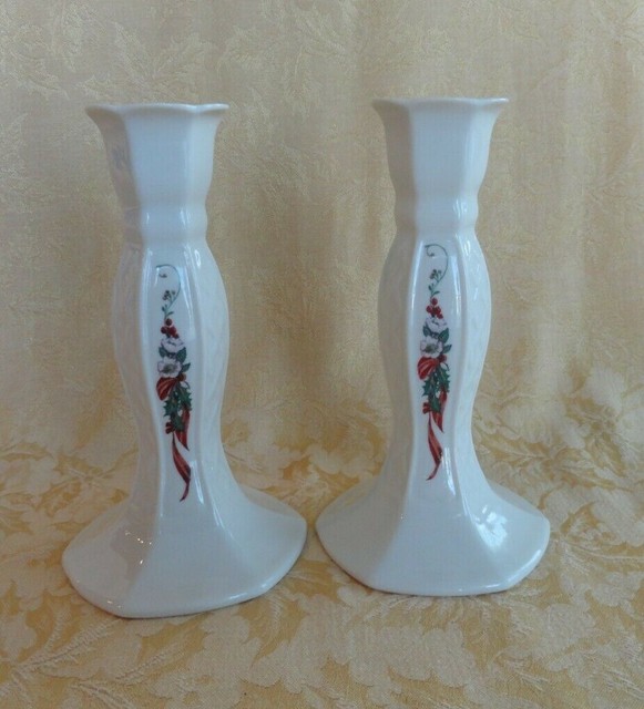 A PAIR OF BELLEEK IRELAND PORCELAIN CANDLE HOLDERS MILLENNIUM 2000 eBay