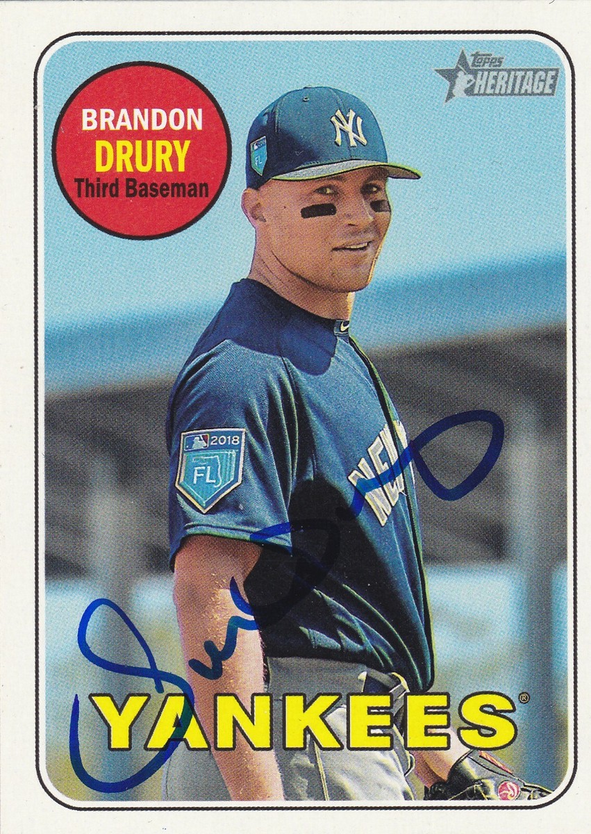 BRANDON DRURY NEW YORK YANKEES SIGNED HCARD METS DIAMONDBACKS BLUE