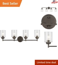Stylish 4-Light Transitional Vanity Light - Winslow 30" Seeded Glass Fixture