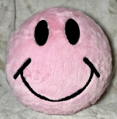 Smiley Face Plush Pink Faux Fur 17