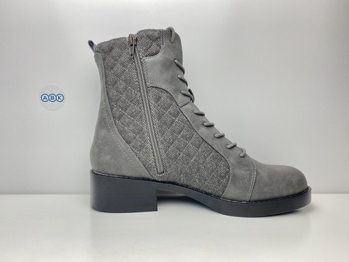 Rocket Dog Pearly Grey Canvas Buckle Quilted Ankle Biker Boots UK Size 7 EUR 40 - Picture 5 of 21