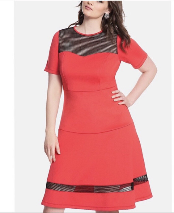 christmas dress size 22 Eloquii Red Black Mesh Color Block Read Tartan dress for