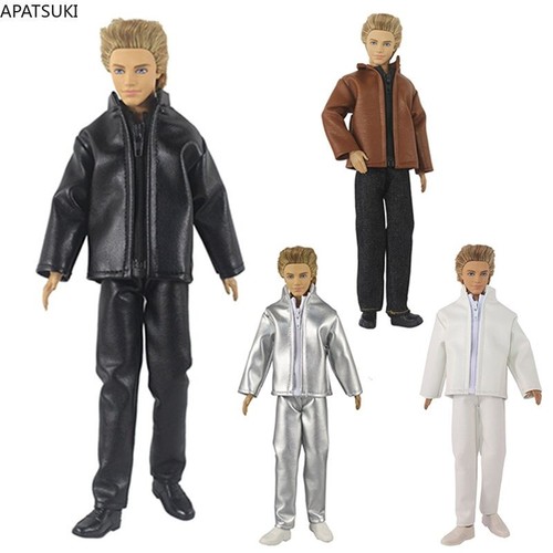 Fashion Leather 1/6 Doll Clothes For 12" Boy Doll Outfit Zipper Coat Pants Shoes