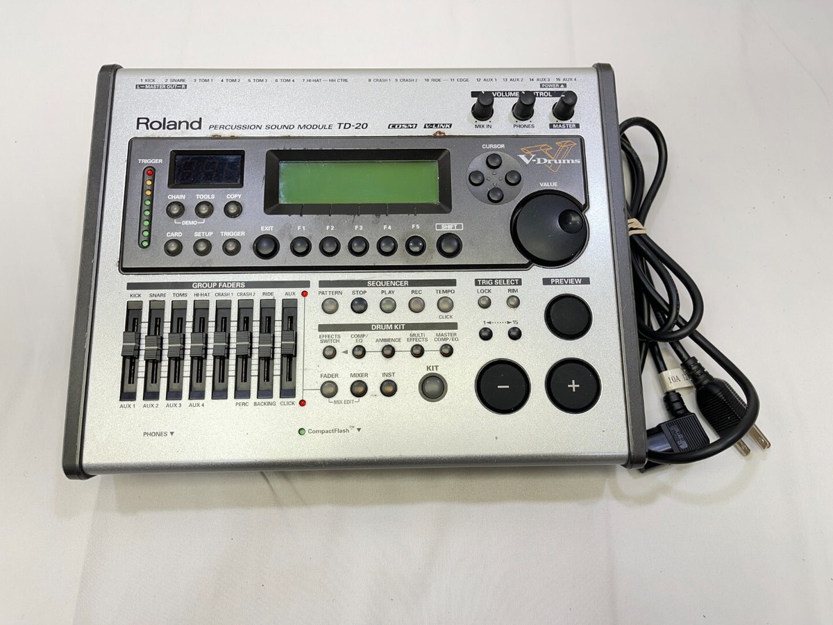 美品 Roland TD-20 音源 モジュール ① Roland Electronic Drum Sound Module V-Drums TD-20 Cables