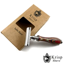 BEAUTIFUL WOOD HANDLE DOUBLE EDGE SAFETY RAZOR FOR MEN'S SHAVE+ 5 SHAVING BLADES