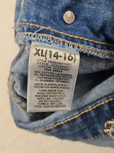 Jordache Wide Leg Denim Bib Overalls Girls Size XL 14-16 Blue Pockets Stretch - Picture 9 of 21