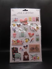 The paper studio stick a bilities Birds & Flowers puffy stickers 21pc