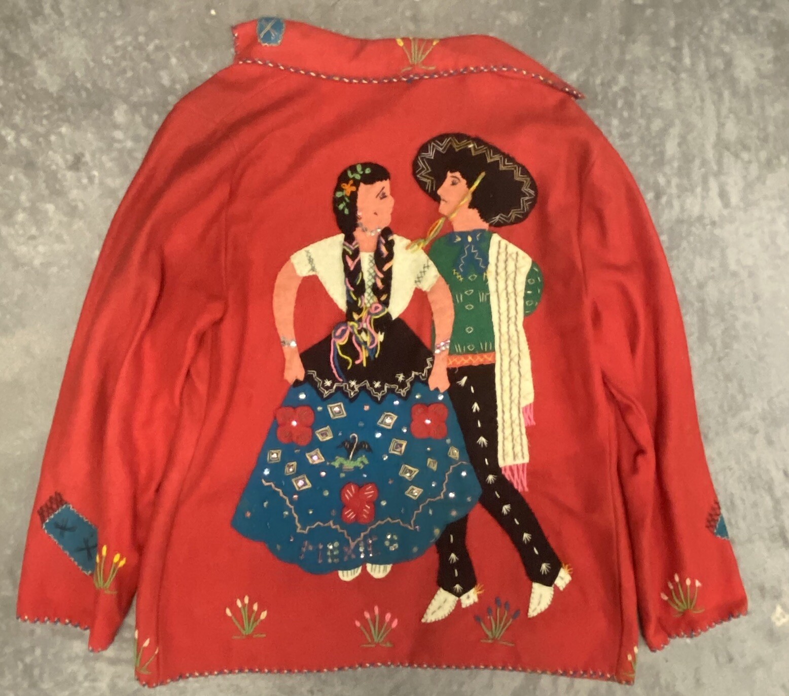 Custom Made Coat From Traditional 1940s Mexican Hand Embroidered TehuantepecFabric