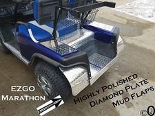 Ezgo Marathon Golf Cart Highly Polished Aluminum Diamond Plate Mud Flaps Guards