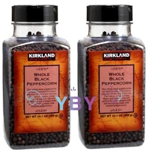 2 Jars Kirkland Signature Whole Black Pepper Peppercorn 14.1 oz Each Jar