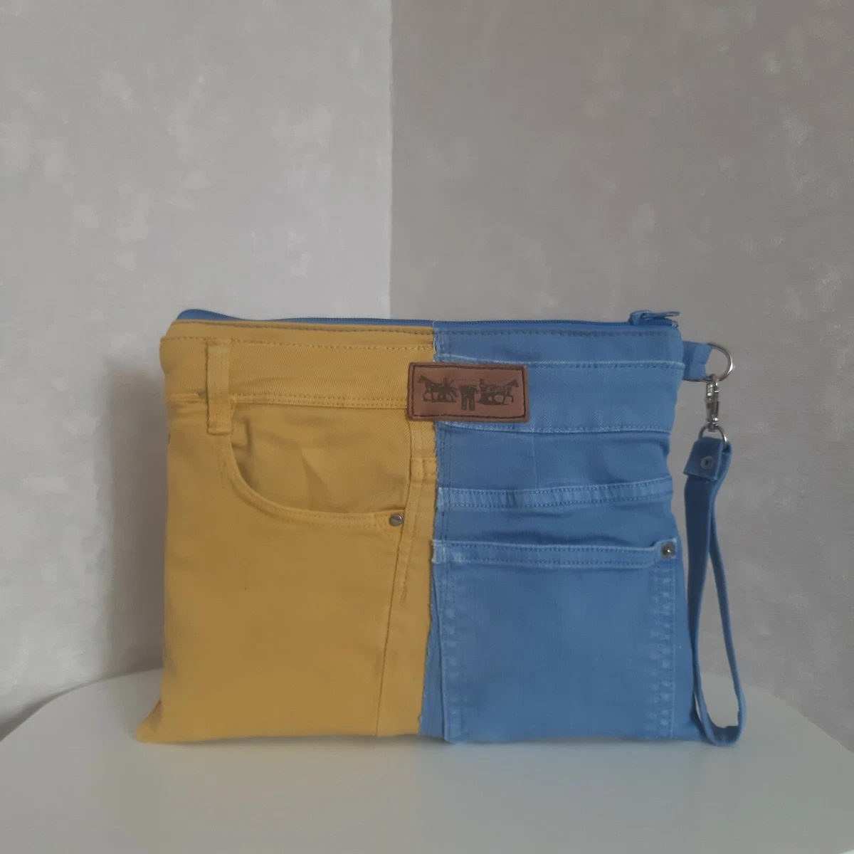 Casual Denim Clutch Jean Blue Large Clutch Bag Evening 