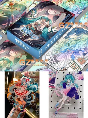 New Hatsune Miku 56pcs Card with Box & Anime & 2 Arcrylic Figure Stands