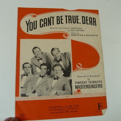 Liedblatt YOU CAN'T BE TRUE DEAR Vincent Tildsley's Mastersinges #20.07.2020-a